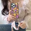 Fashion Flowers Spring Silk Wristband Chain Shockproof Case For iPhone 15 15promax 15pro 14promax 14pro 14 13Pro Max 13pro 13 Girl friend Gift cover 83528