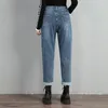 Jeans femminile 2024 oversize M-8XL Women Women Denim Harem Pants Spring Autunno Autunno Pantaloni casuali sciolti Femmina Cotton blu blu Cotton