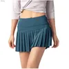 Saias 2024 Tennis Athletics Womens dobrou Pantskirt Sports Sports Fitness Shorts Pocket High Shorts Running Y240508