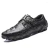 Chaussures décontractées en cuir authentique Men Antiskide modes de crocodile motif de crocodile Mocasins à la main conduisant paresseux