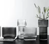 Vases en verre côtelé Vase simple transparent transparent moderne moderne minimaliste créatif à la maison décor intérieur de la conception de mariage