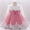 Robes de baptême-né à manches longues robes de bébé fêtard fille fille en dentelle baby babys premier anniversaire princesse baptiste Q240507