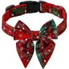 Cotton Christmas Snowflake Bow Dog Collars Valp Pet Accessories Collar för små stora hundar 240508