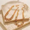 Pulsera de cadena cubana chapada en la cadena de 18K con accesorios de circón joyas bohemias de lujo adecuadas para mujeres adolescentes y niñas Summer J240508