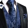 Hitie Navy Blue Mens Silk Silk Formale Paisley Giacca per giubbot Cravatta per soffionni set per abiti da maschio Abito da matrimonio festa di matrimonio 240507