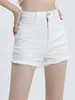Jeans féminins loisirs High Waist Elastic Denim Shorts Slim Fit A-Line Pants 2024 Clothing de mode d'été