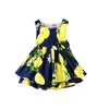 Girls Summer Style Sans manches manches rond Robe de coton à imprimé citron adapté adapté aux enfants âgés de 04 240423