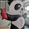 Partihandel 32.8ft högjätte uppblåsbar panda reklam för djurmodell med LED -lampor för festdekoration eller marknadsföring