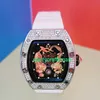 RM Luxe horloges Mechanische horloge Mills Mens Dragon Tiger Diamond Full Sky Star RM Night Light Transparante bodem Holle mechanische beweging Wine Bucke Stxu