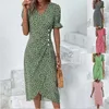 Casual Dresses Designer Dress women's summer new geometric patchwork bubble sleeve irregular hem dress Plus size Dresses
