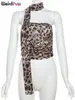 Tanks pour femmes bizarres puss Leopard Imprimé Crops Tops Femme Summer Sware Swarf Collier sans bretelles Wild Trend Party Chic Clubwear Skinny Vest