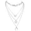 Colliers pendants Vintage Silver Color Géométrique Free Style For Women Boho Fashion Star Moon Round Sequins Collier Bijoux Gift