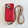 Convient pour 15 obus de l'iPhone 13 Promax Small Fragant Wind Diamond Grid Case, 12 Sac de carte de fermeture à glissière japonaise et coréenne pour femmes, corde suspendue