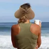 Chapeaux à bord large et dames extérieures chapeau vide top pliable grand décoration d'arc protection solaire anti-uv plage paille de paille jardinage