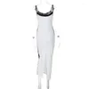 Robes décontractées maxi robe femme blanc v cou sans manches glissa