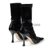 JC Jimmynessity Choo Buckle Elastic Punk Boots Novo salto alto de salto alto alto Ponte Bombas de inverno preto Sexy Sapatos femininos Big Tamanho 9d0b