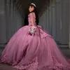 Luksusowe sukienki Quinceanera wdzięczny brokat z ramion księżniczki Koraliki kwiatowe Słodka 16 sukienka Vestidos 15 de anos