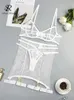 Set di lingerie sexy sexy basata sul set di cinturini trasparenti club di lingerie senza spalline sexy reggiseno sessuale e biancheria intima 240425 240425