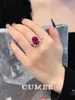 Anelli di cluster Cumee Cucled Classic Atmosfera Set Oval Ring Anello Ruby sintetico coltivato.925 oro placcato in argento