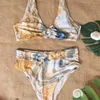 Peinture de maillots de bain pour femmes imprimé bikini storons hauts hauts