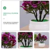 Dekorativa blommor kransar små simulerade träd konstgjorda växter bonsai potten växter falska blommor för kontorsbord kruka prydnad kontor hembaskett dekor