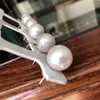 Stud Earrings Fine Jewelry Pure 18 K Gold Natural Fresh Water White 11-12mm Round Pearl For Women