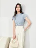 Camisetas para mujeres Vimly albaricoque de lana redonda de lana Camiseta de punto recortada 2024 Summer sólido Slim casual tops ropa mujer