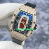 RM Luxury Watches Mechanical Watch Mills Rm037 Snowflake Diamond Red Lip 18k Rose Gold Material Date Display Automatic Mechanical Women's Watch stMF