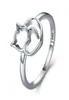 Design del gatto carino 925 Anello in argento sterling per donne Gioielli Banda della fascia di dito 6810553179368285