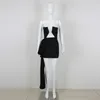 Robes décontractées 2024 mode noir couleur femme sexy bûcheron bodycon mini robe bandage drapée célébrer la fête de nuit de la fête d'anniversaire