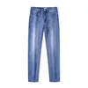 Designer de jeans masculins légers luxury qualité printemps / été jeans masculin slim fit haut de gamme élastique élastique brodé petit pantalon de jambe droite quatre saisons zj6j