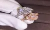 Choucong Śliczny rozmiar USA 610 Luksusowa biżuteria 925 STRIBLING SREBLROSE ZŁOTA ZŁOTA CUT CUT White Topaz CZ Diamond Women Wedding Flower Band7678208