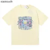 Rhude High End Designer Vêtements pour petite foule Fonction de mode Fleur Imprimé haut poids Double Yarn Coton Casual Loose Short Tshirt pour hommes et femmes avec un logo 1: 1