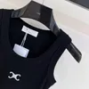 Mode -tanktop vrouwen borduurwerk logo tops dames zomer korte slanke navel blootgestelde outfit elastische sport gebreide tanks dames vest gebreide pullover bijgesneden top