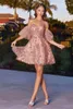 Party Dresses Sweetheart 3D Flower Homecoming med tonåringar mini kort klänning formell cocktail ren korsett rygglösa prom avtagbara ärmar