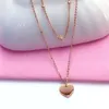 Chaînes plaquées 14k rose or smoot coeur pendentif rond perle rond double ensemble de collier de mariage romantique bijoux