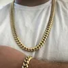 10mm erkek Miami Küba Bağlantı Bilezik Zinciri Seti 14K Altın Kaplama Paslanmaz Çelik 241V