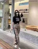 トップレベルのBuurberlyesデザイナーパンツ女性の男性女性サイドブラックホワイトサテンパッチワーク格子縞のワイドレッグカジュアルパンツオリジナルロゴ