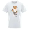 -Shirts beyefendi oyuncak ayı playgolf erkek tişörtleri yaz pamuklu ter tişörtleri nefes alabilir gevşek kıyafetler hip hop kısa kol 2024 j240506