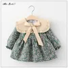 Christening dresses Girls baby dress floral long sleeved bath elegant Princess Vitidos cute big bow classic 1-4 year old for toddlers Q240507