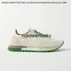 La rangée 2023the * Row New White Green Contrast Leather Sneakers Daily Round Lace Up Chaussures de course Femmes Fbxm