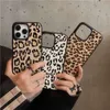 Nouvelle imprimé léopard en cuir authentique adapté à l'iPhone 15, à l'iPhone 14 Promax, à l'automne et à l'hiver 13, créneau de téléphone à niche 12