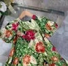 Girls Begonia flower printed falbala dresses kids designer princess clothing summer children puff sleeve beach holiday dress Z8025