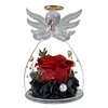 Fiori decorativi Natale regalo di San Valentino piccolo angelo immortale di vetro fiorito Ornamento per sempre eterno matrimonio