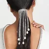 Hair Clips Stonefans Boho Rhinestone Chain Tassel Comb Accessories Women Fashion Pearl Pendant Jewelry Gift