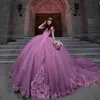 Luksusowe sukienki Quinceanera wdzięczny brokat z ramion księżniczki Koraliki kwiatowe Słodka 16 sukienka Vestidos 15 de anos