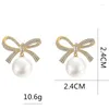 Dangle Ohrringe Schöne Bogenknot Perlenperlen Drop Kupfer Full Zirkon Bow Messing Ohrschhere für Frauen Girls Lady Party Schmuck