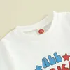 Kleidungssets Kleinkind Baby Mädchen 4. Juli Outfit Kurzarm T -Shirt Top Stars and Stripes Glockenboden Hosen Kleidung Set H240508