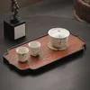 Tea Trays Creative Tray Retro Bamboo Plate Set Accessories Simple Pot Bearing Drain Board Living Room Table Cup Mat