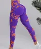 Perneiras femininas Multi coloridas Tiy Dye Pants de cintura alta Highless Hip Lift Sports Pernas de esportes de esportes de corrida e fitness pernas Y240508